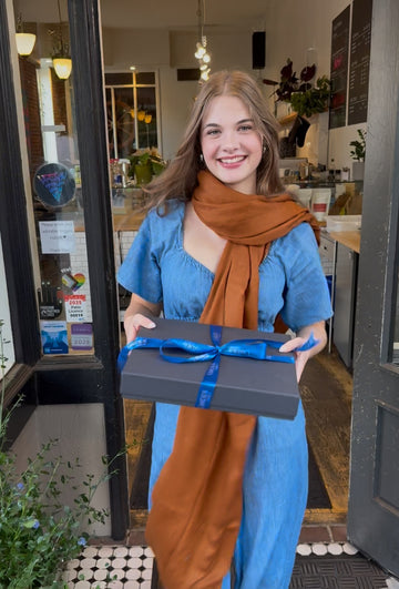 Spiced Terracotta – Self Print Pure Cashmere Scarf