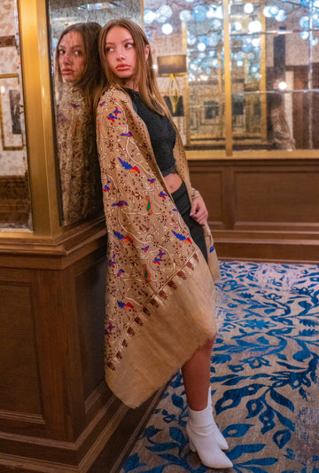 Songbirds — (Shikargah hand embroidered) Cashmere Scarf